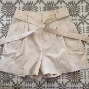 J. Crew Cream High Waisted Tie Shorts